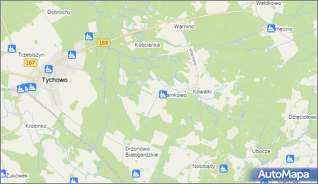 mapa Czarnkowo gmina Tychowo, Czarnkowo gmina Tychowo na mapie Targeo