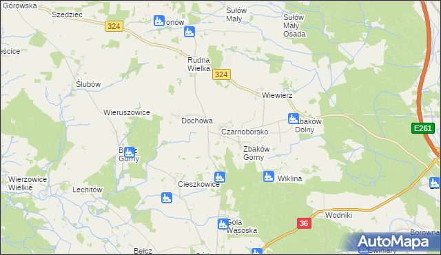 mapa Czarnoborsko, Czarnoborsko na mapie Targeo