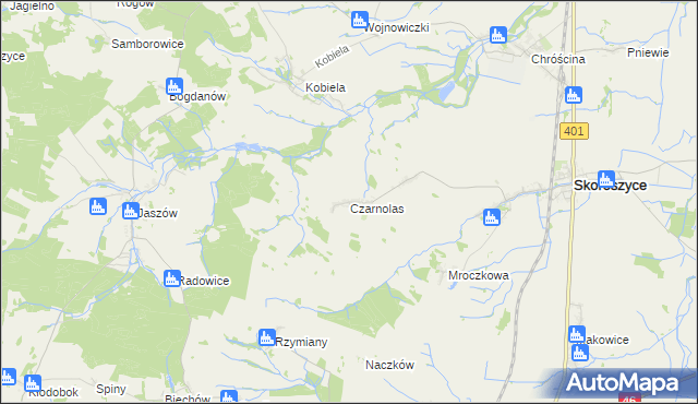 mapa Czarnolas gmina Skoroszyce, Czarnolas gmina Skoroszyce na mapie Targeo