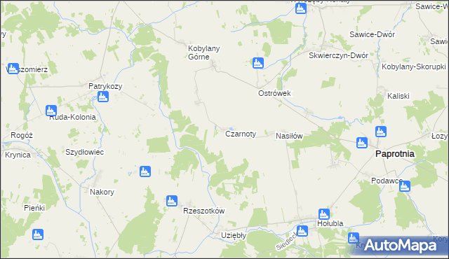 mapa Czarnoty gmina Paprotnia, Czarnoty gmina Paprotnia na mapie Targeo