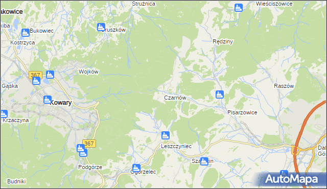 mapa Czarnów gmina Kamienna Góra, Czarnów gmina Kamienna Góra na mapie Targeo