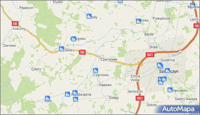 mapa Czarnówek, Czarnówek na mapie Targeo