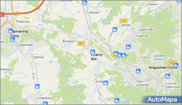 mapa Czarny Bór, Czarny Bór na mapie Targeo