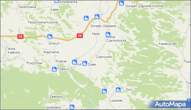 mapa Czarnystok gmina Radecznica, Czarnystok gmina Radecznica na mapie Targeo