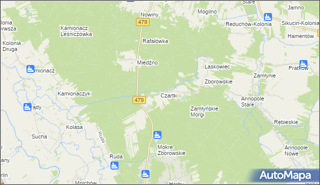 mapa Czartki gmina Sieradz, Czartki gmina Sieradz na mapie Targeo
