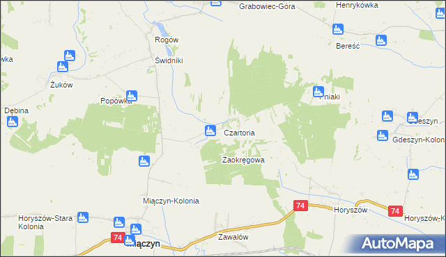 mapa Czartoria gmina Miączyn, Czartoria gmina Miączyn na mapie Targeo