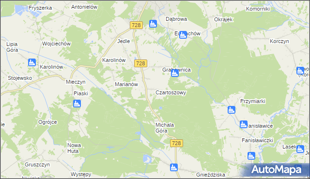 mapa Czartoszowy, Czartoszowy na mapie Targeo