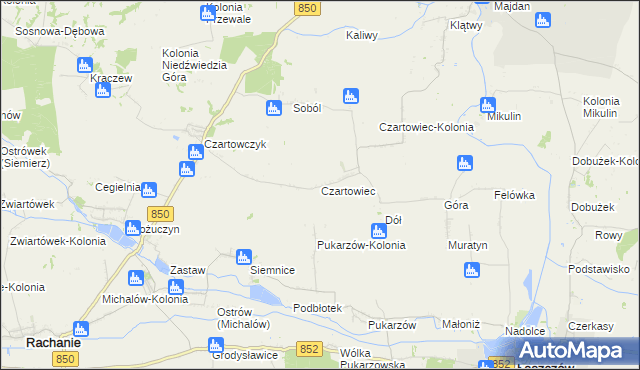 mapa Czartowiec gmina Tyszowce, Czartowiec gmina Tyszowce na mapie Targeo