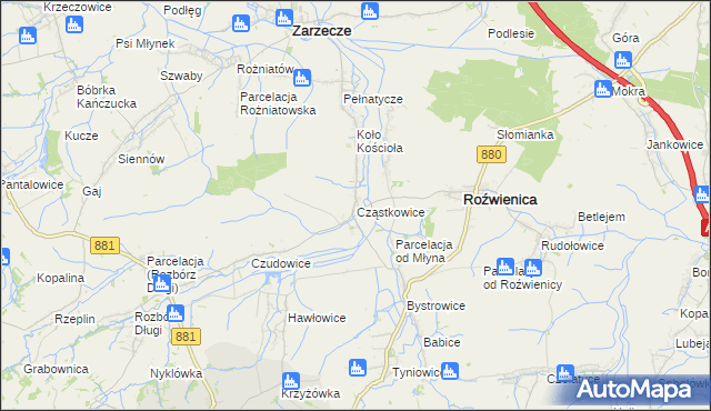 mapa Cząstkowice, Cząstkowice na mapie Targeo