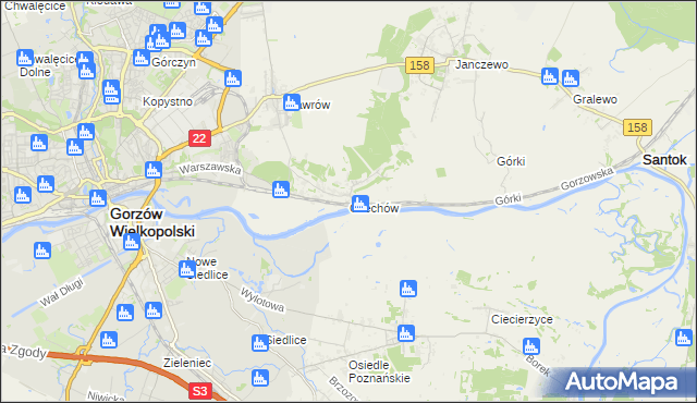 mapa Czechów gmina Santok, Czechów gmina Santok na mapie Targeo