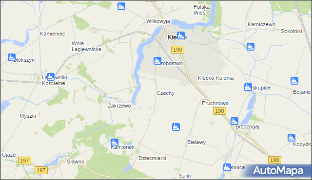 mapa Czechy gmina Kłecko, Czechy gmina Kłecko na mapie Targeo