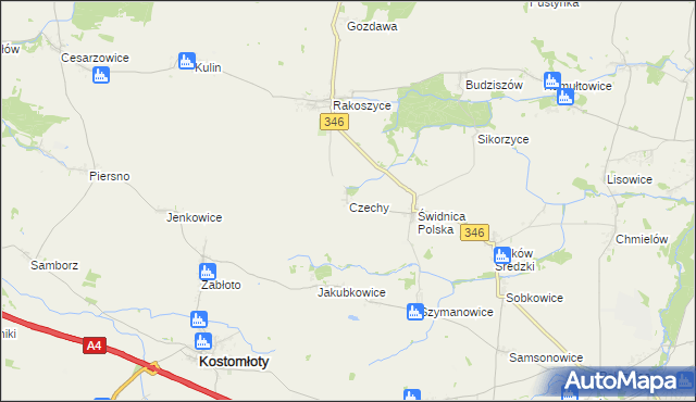 mapa Czechy gmina Kostomłoty, Czechy gmina Kostomłoty na mapie Targeo