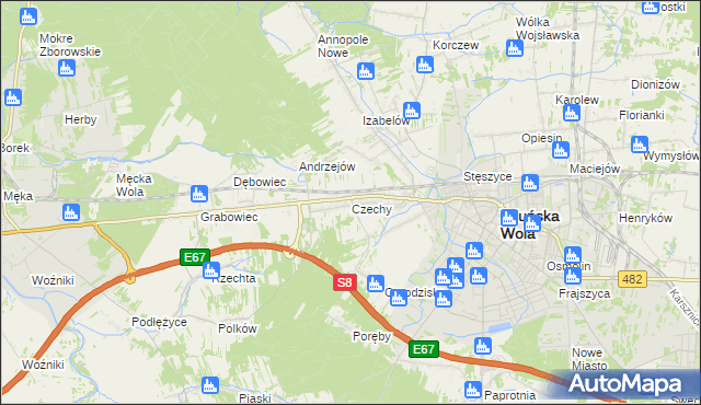 mapa Czechy gmina Zduńska Wola, Czechy gmina Zduńska Wola na mapie Targeo