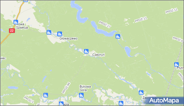 mapa Czechyń, Czechyń na mapie Targeo