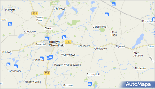 mapa Czeczewo gmina Radzyń Chełmiński, Czeczewo gmina Radzyń Chełmiński na mapie Targeo