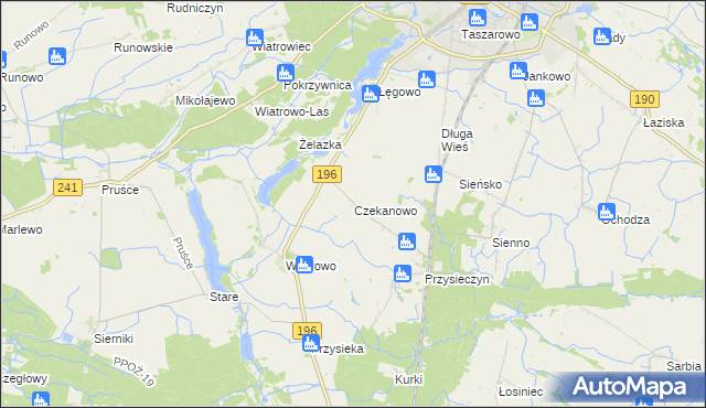 mapa Czekanowo gmina Wągrowiec, Czekanowo gmina Wągrowiec na mapie Targeo