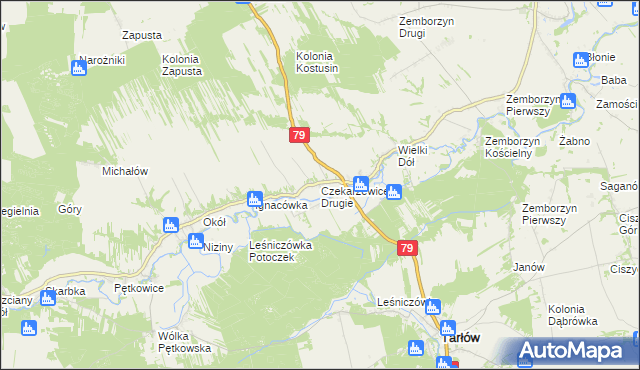 mapa Czekarzewice Drugie, Czekarzewice Drugie na mapie Targeo