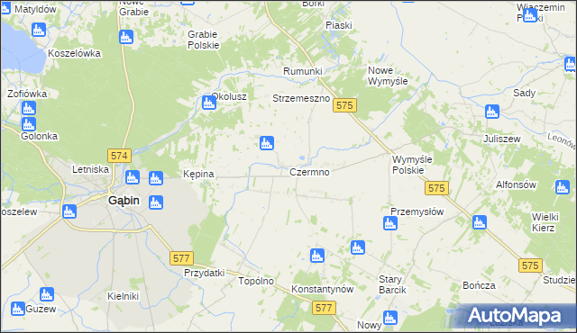 mapa Czermno gmina Gąbin, Czermno gmina Gąbin na mapie Targeo