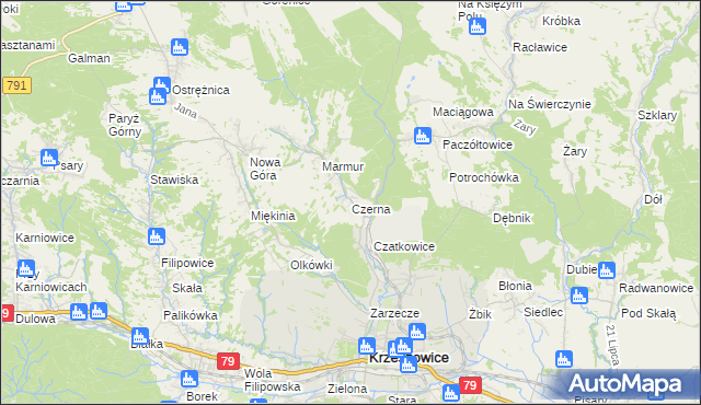 mapa Czerna gmina Krzeszowice, Czerna gmina Krzeszowice na mapie Targeo