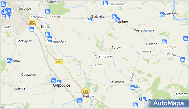 mapa Czerńczyce gmina Grębocice, Czerńczyce gmina Grębocice na mapie Targeo