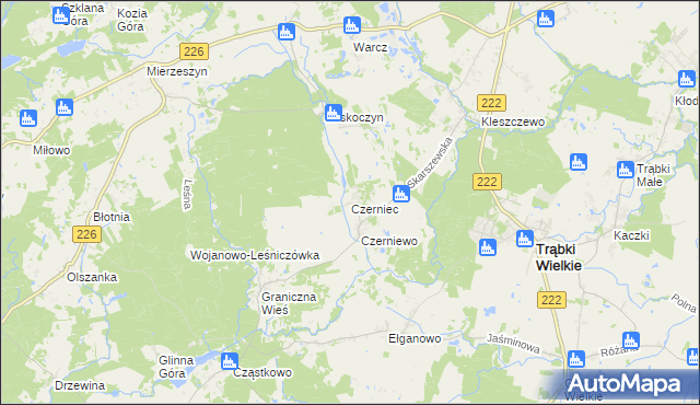 mapa Czerniec gmina Trąbki Wielkie, Czerniec gmina Trąbki Wielkie na mapie Targeo
