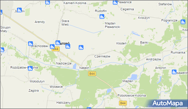 mapa Czerniejów gmina Kamień, Czerniejów gmina Kamień na mapie Targeo