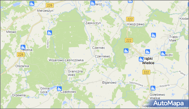 mapa Czerniewo gmina Trąbki Wielkie, Czerniewo gmina Trąbki Wielkie na mapie Targeo