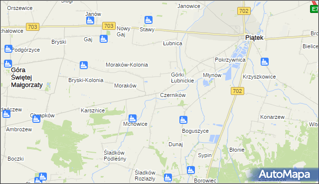 mapa Czerników gmina Piątek, Czerników gmina Piątek na mapie Targeo