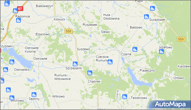 mapa Czerskie Rumunki, Czerskie Rumunki na mapie Targeo