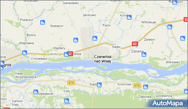 mapa Czerwińsk nad Wisłą, Czerwińsk nad Wisłą na mapie Targeo