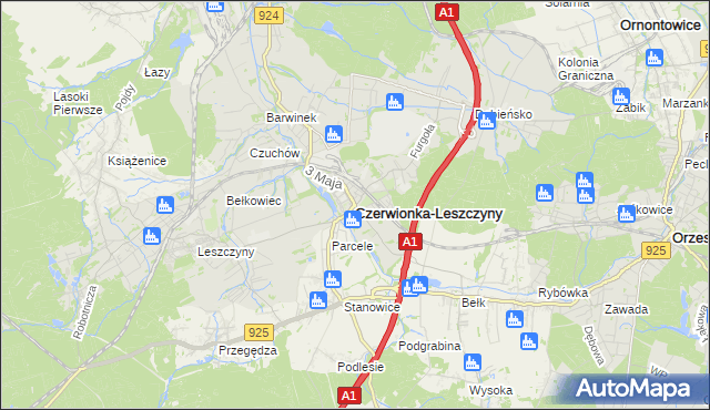 mapa Czerwionka-Leszczyny, Czerwionka-Leszczyny na mapie Targeo