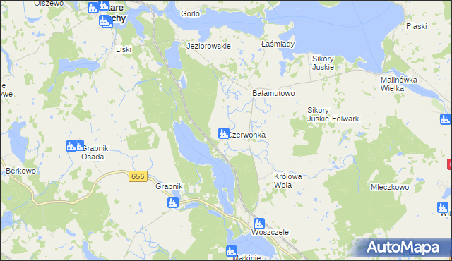 mapa Czerwonka gmina Stare Juchy, Czerwonka gmina Stare Juchy na mapie Targeo