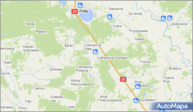 mapa Czerwonka-Gozdów, Czerwonka-Gozdów na mapie Targeo
