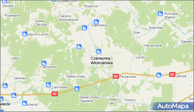 mapa Czerwonka Szlachecka, Czerwonka Szlachecka na mapie Targeo