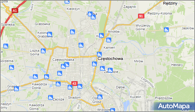 mapa Częstochowy, Częstochowa na mapie Targeo