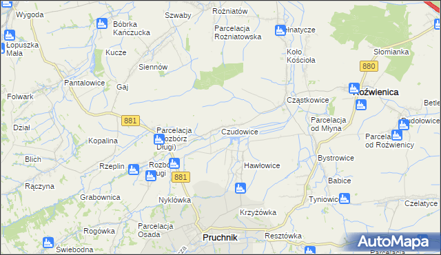 mapa Czudowice, Czudowice na mapie Targeo