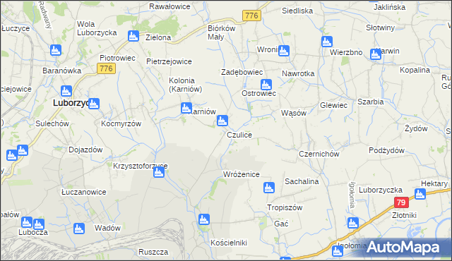 mapa Czulice, Czulice na mapie Targeo