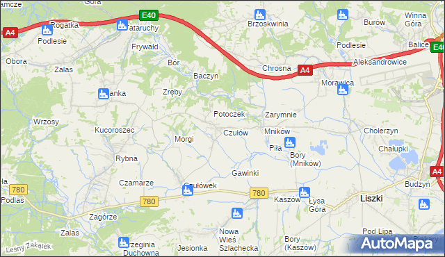 mapa Czułów, Czułów na mapie Targeo