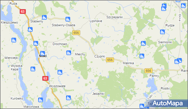 mapa Czyprki gmina Miłki, Czyprki gmina Miłki na mapie Targeo