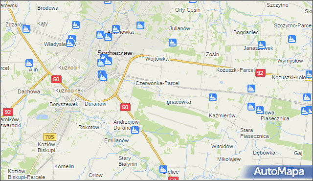 mapa Czyste gmina Sochaczew, Czyste gmina Sochaczew na mapie Targeo