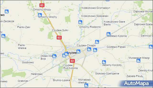 mapa Czyżew-Chrapki, Czyżew-Chrapki na mapie Targeo