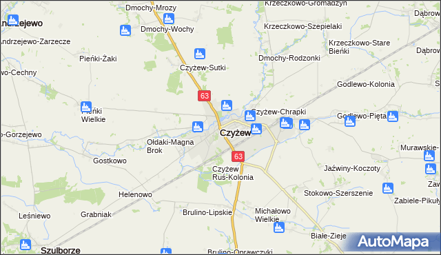 mapa Czyżew powiat wysokomazowiecki, Czyżew powiat wysokomazowiecki na mapie Targeo