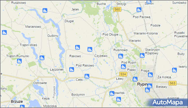 mapa Czyżewo gmina Rypin, Czyżewo gmina Rypin na mapie Targeo