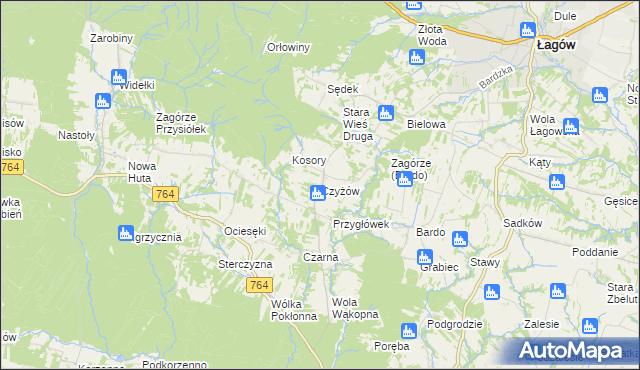 mapa Czyżów gmina Łagów, Czyżów gmina Łagów na mapie Targeo