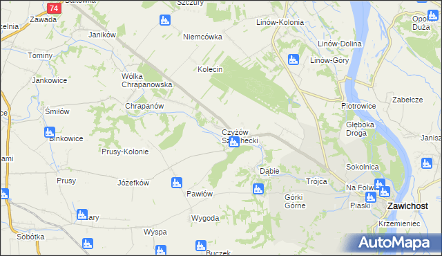 mapa Czyżów Szlachecki, Czyżów Szlachecki na mapie Targeo