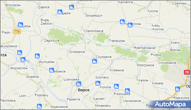 mapa Czyżowice gmina Bejsce, Czyżowice gmina Bejsce na mapie Targeo