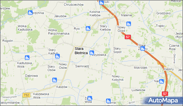 mapa Czyżówka gmina Stara Błotnica, Czyżówka gmina Stara Błotnica na mapie Targeo