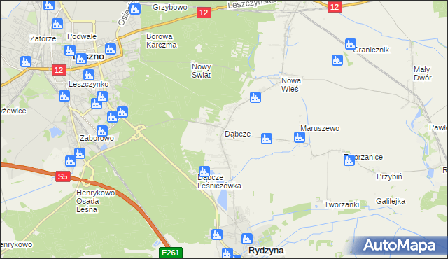 mapa Dąbcze, Dąbcze na mapie Targeo