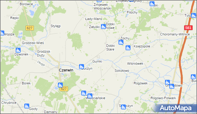 mapa Dąbek gmina Czerwin, Dąbek gmina Czerwin na mapie Targeo