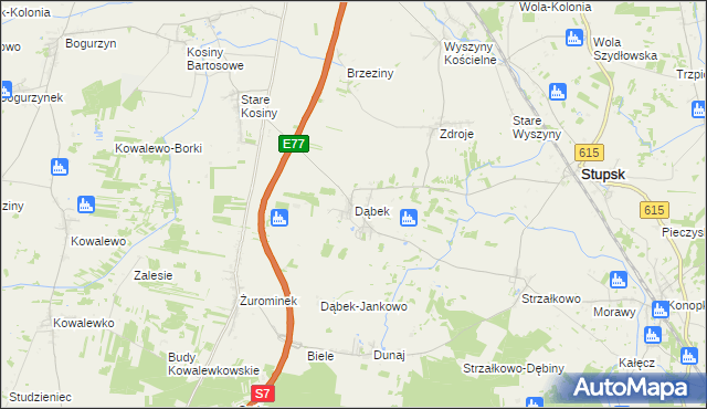 mapa Dąbek gmina Stupsk, Dąbek gmina Stupsk na mapie Targeo